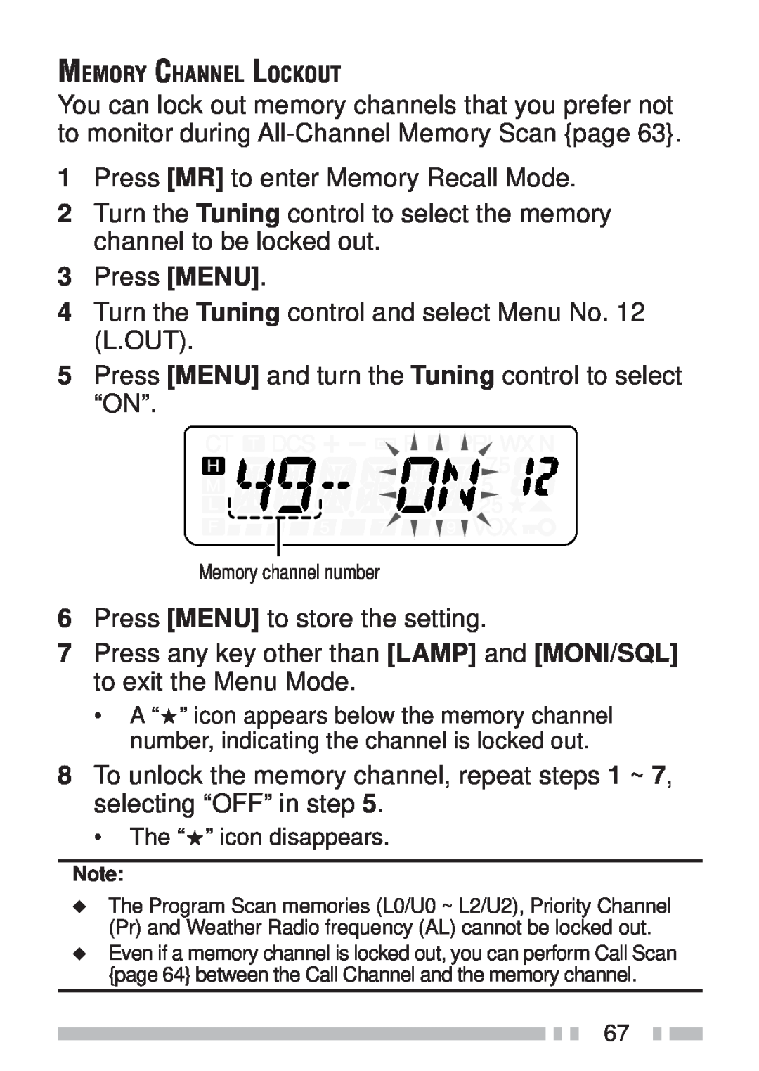 Kenwood TH-K4AT, TH-KAE, TH-K2ET, TH-K2AT instruction manual 1Press MR to enter Memory Recall Mode 