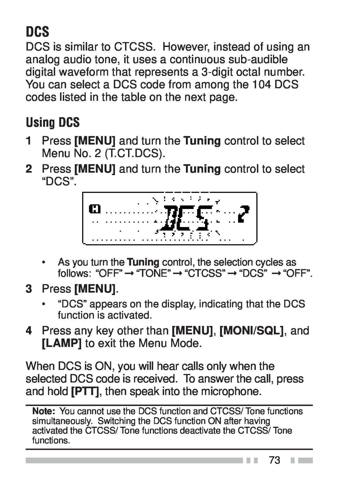 Kenwood TH-K2ET, TH-KAE, TH-K4AT, TH-K2AT instruction manual Using DCS 