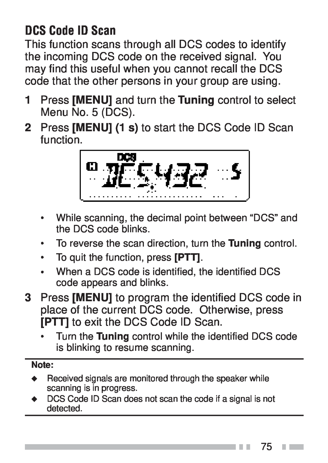 Kenwood TH-KAE, TH-K4AT, TH-K2ET, TH-K2AT instruction manual DCS Code ID Scan 