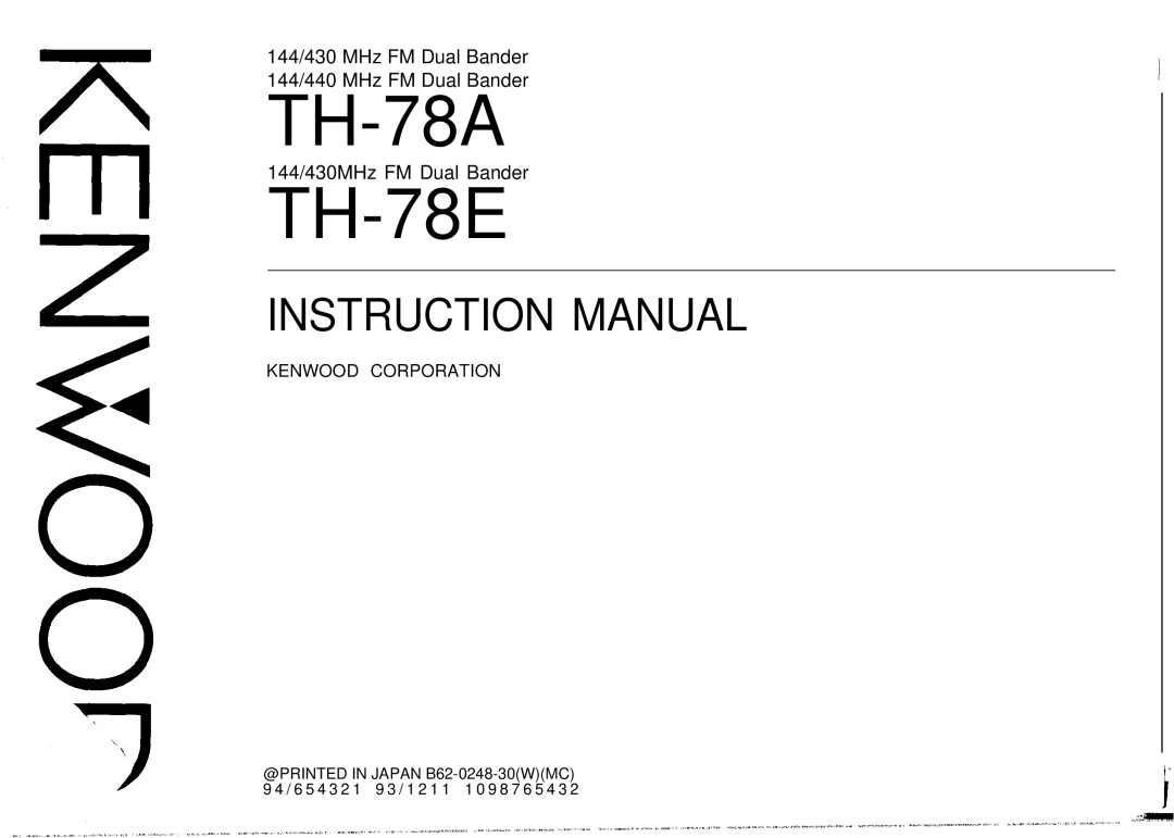 Kenwood TH-78A, TH78E instruction manual 