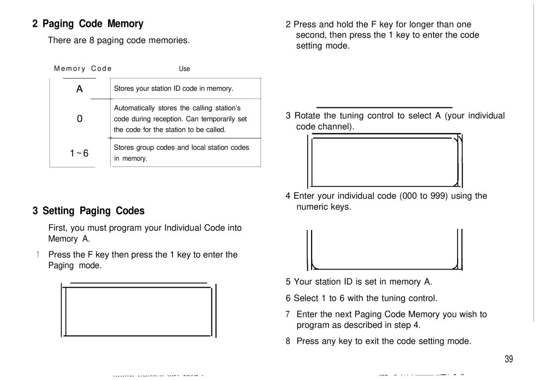 Kenwood TH-78A, TH78E instruction manual Paging Code Memory, Setting Paging Codes 