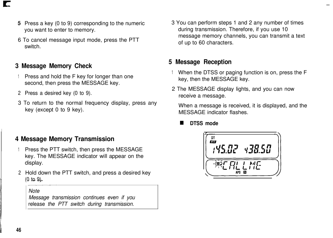 Kenwood TH78E, TH-78A instruction manual Message Memory Check, Message Memory Transmission, Message Reception, Dtss mode 