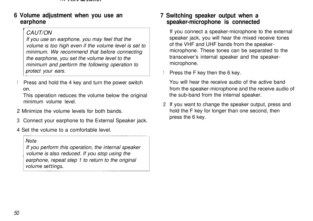 Kenwood TH78E, TH-78A instruction manual Volume adjustment when you use an earphone, Caut/On 