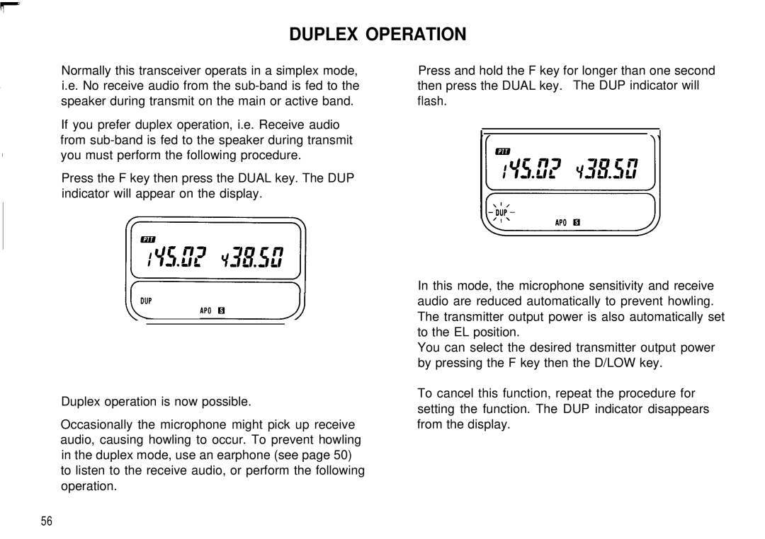 Kenwood TH78E, TH-78A instruction manual Duplex Operation 