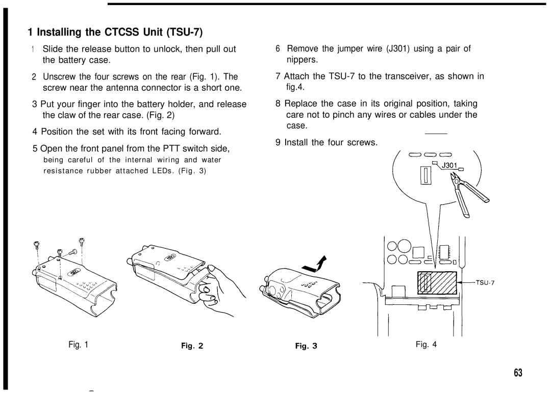 Kenwood TH-78A, TH78E instruction manual Installing the Ctcss Unit TSU-7 