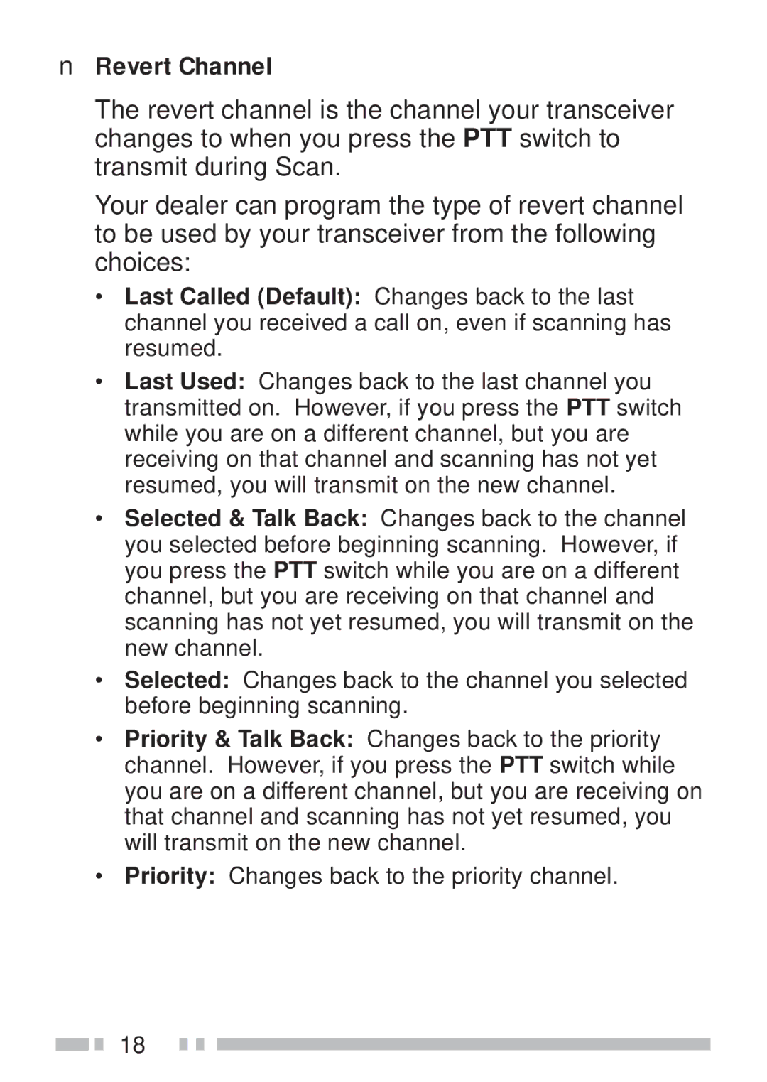 Kenwood TK-190 instruction manual Revert Channel 