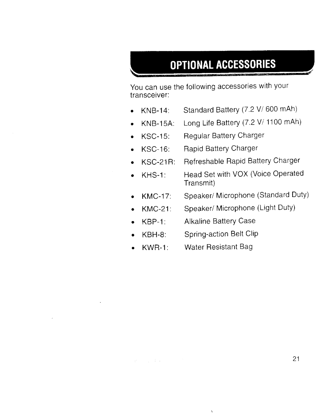 Kenwood 3100, TK-2100 manual 