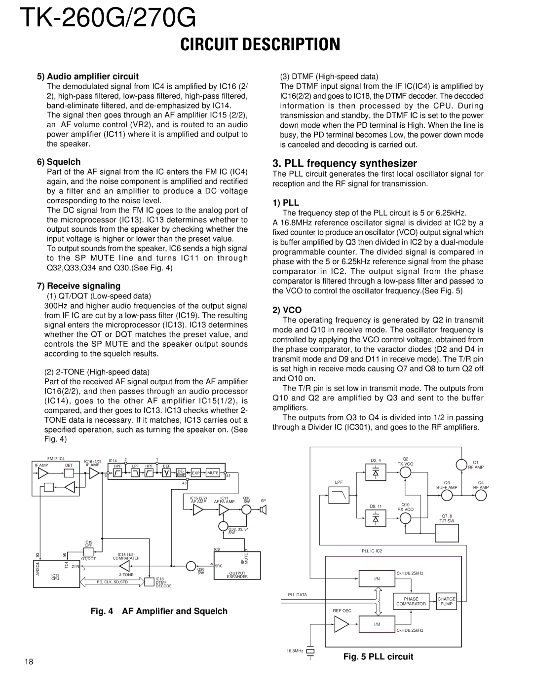 Kenwood TK-270G, TK-260G service manual PLL frequency synthesizer 