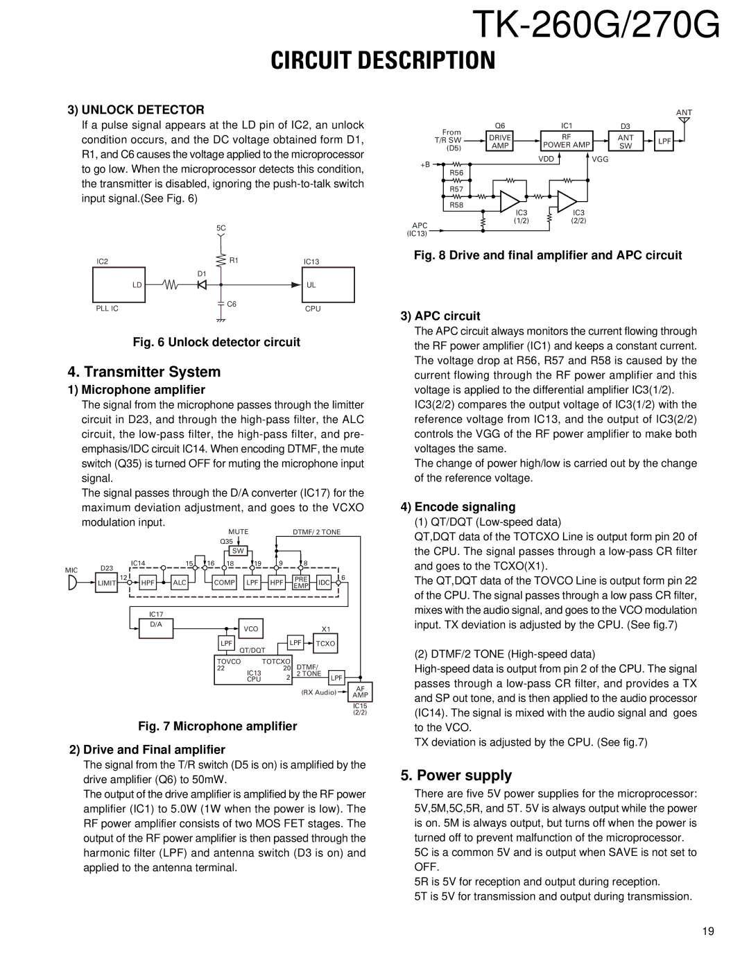 Kenwood TK-260G, TK-270G service manual Transmitter System, Power supply, Microphone amplifier, Encode signaling 