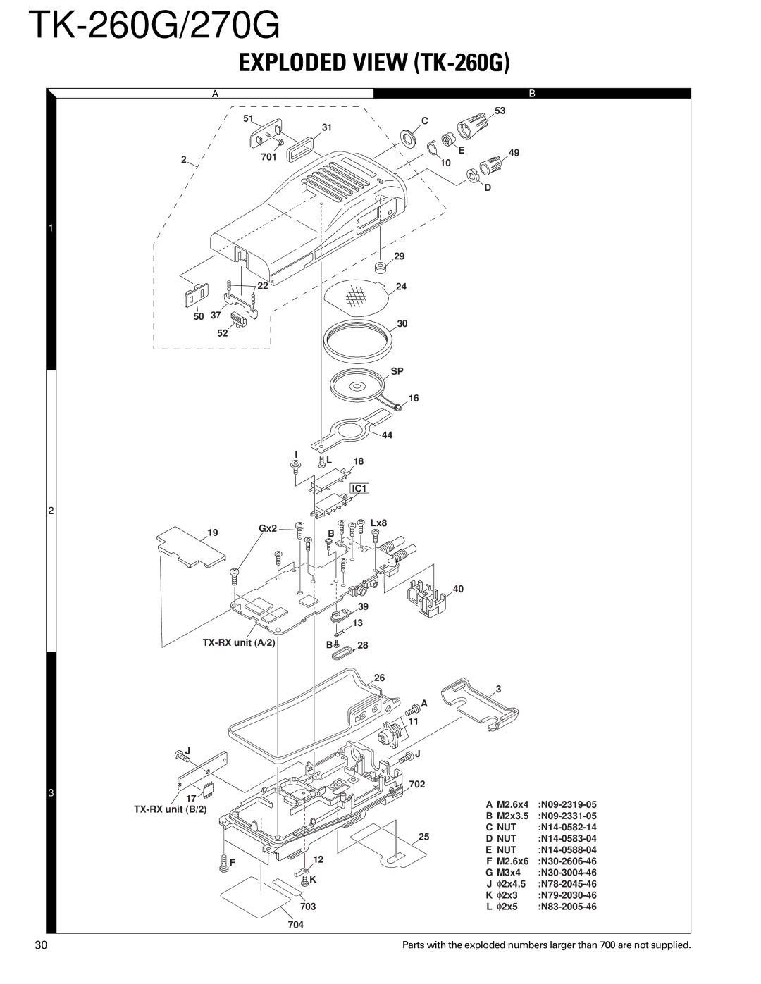 Kenwood TK-270G service manual Exploded View TK-260G 