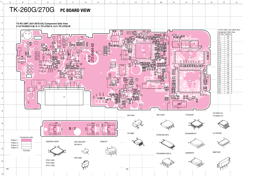 Kenwood TK-270G, TK-260G service manual PC Board View 