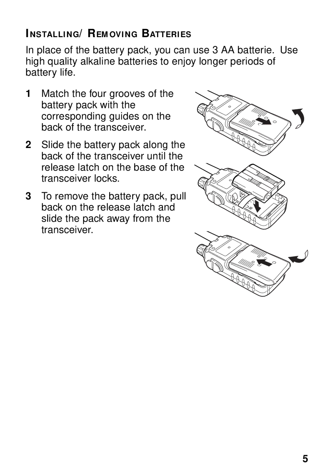 Kenwood TK-3130 instruction manual INSTALLING/ Removing Batteries 