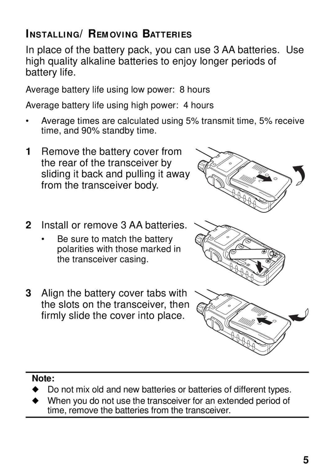 Kenwood TK-3131 instruction manual INSTALLING/ Removing Batteries 