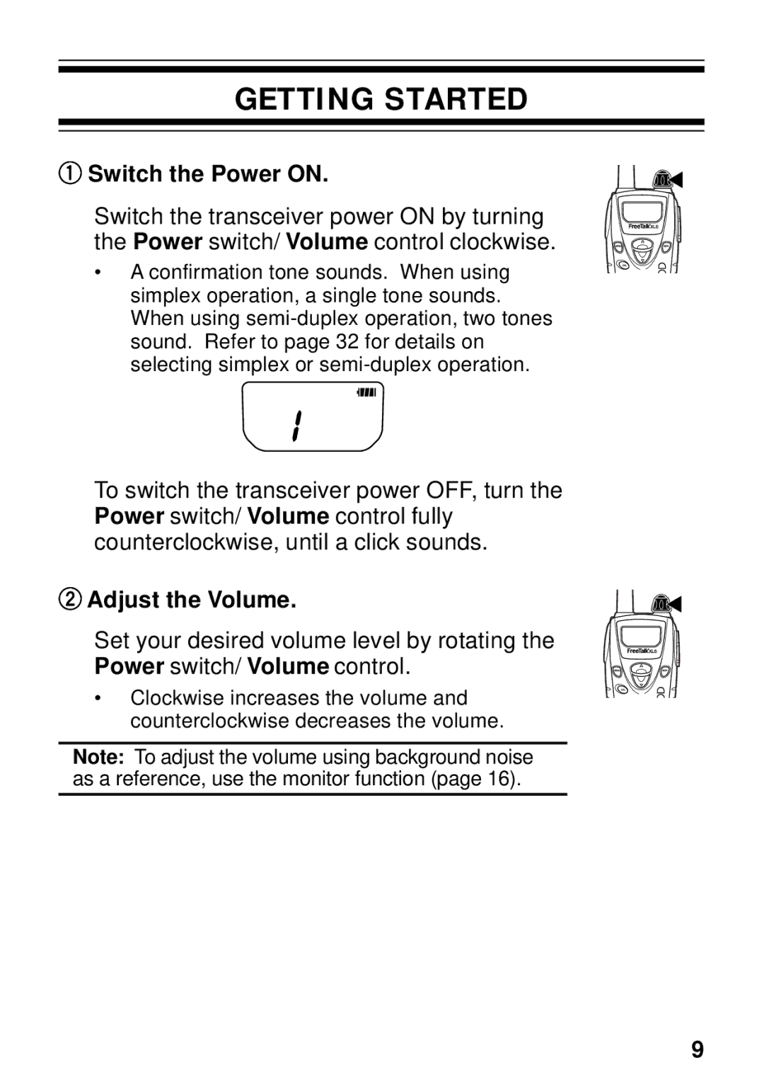 Kenwood TK-3131 instruction manual Getting Started, Switch the Power on 