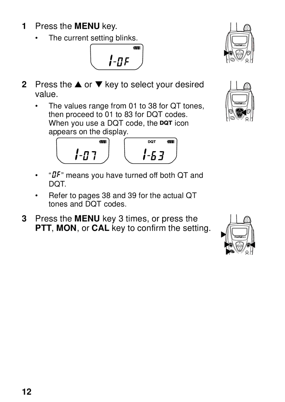 Kenwood TK-3131 instruction manual Press the Menu key 