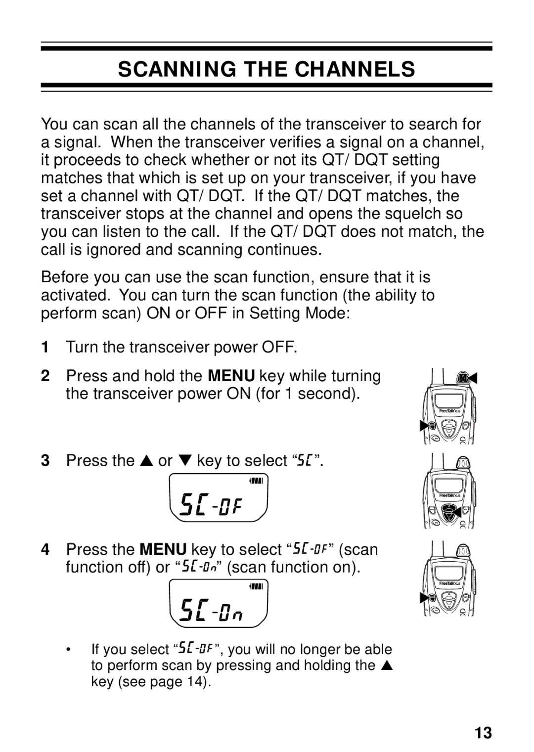 Kenwood TK-3131 instruction manual Scanning the Channels 