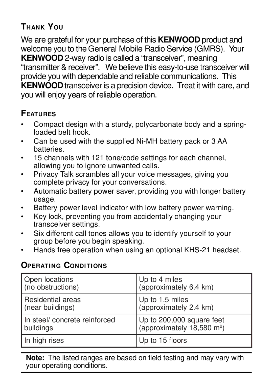 Kenwood TK-3131 instruction manual Thank YOU 