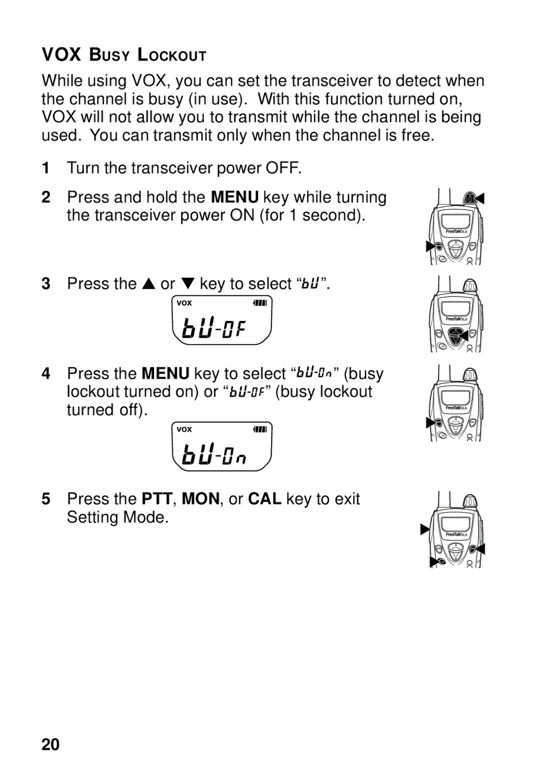 Kenwood TK-3131 instruction manual VOX Busy Lockout 