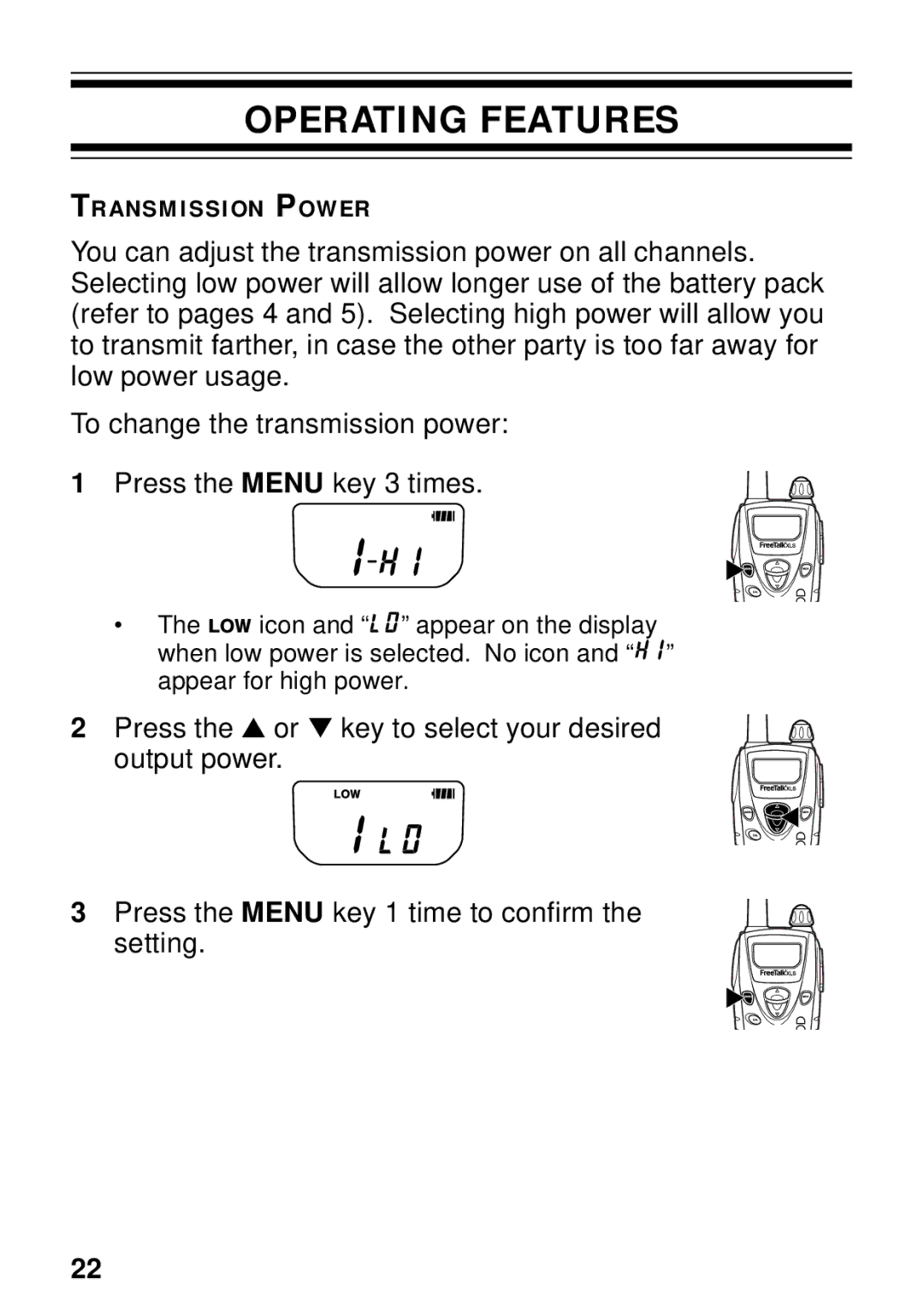 Kenwood TK-3131 instruction manual Operating Features 