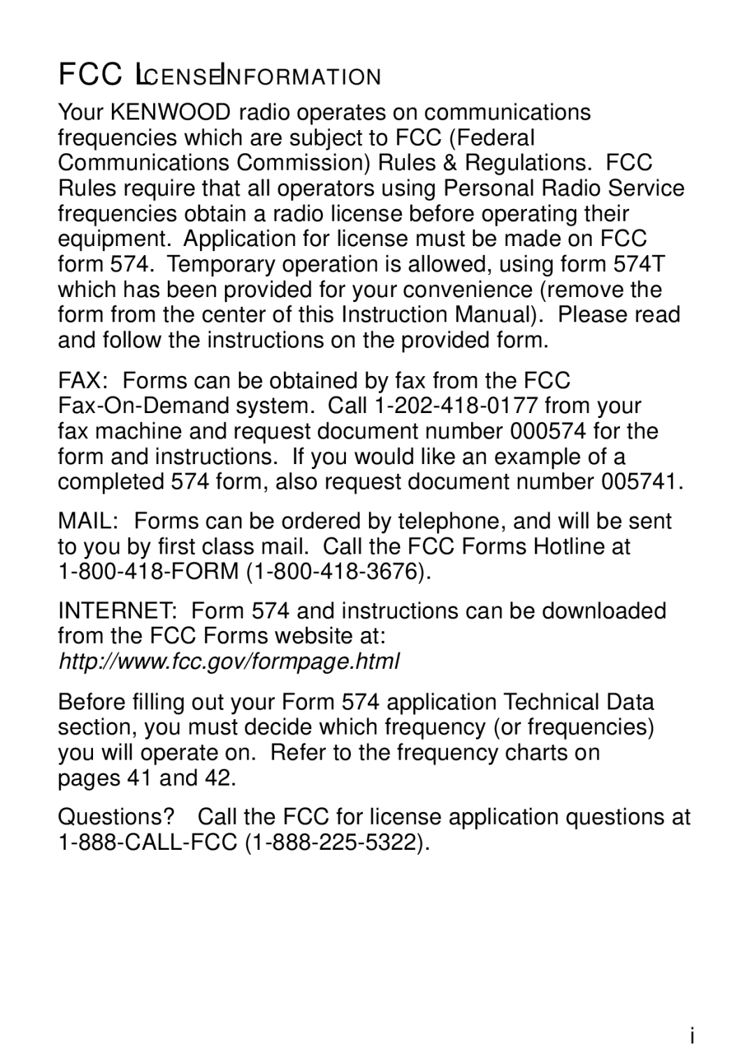 Kenwood TK-3131 instruction manual FCC License Information 