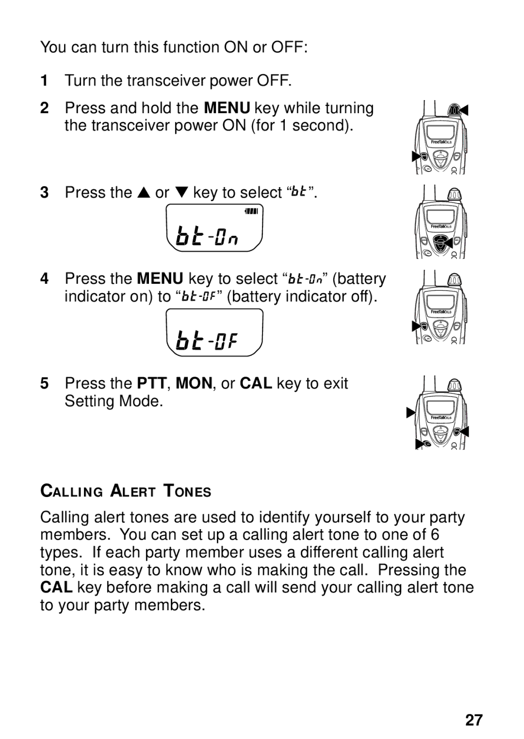 Kenwood TK-3131 instruction manual Calling Alert Tones 