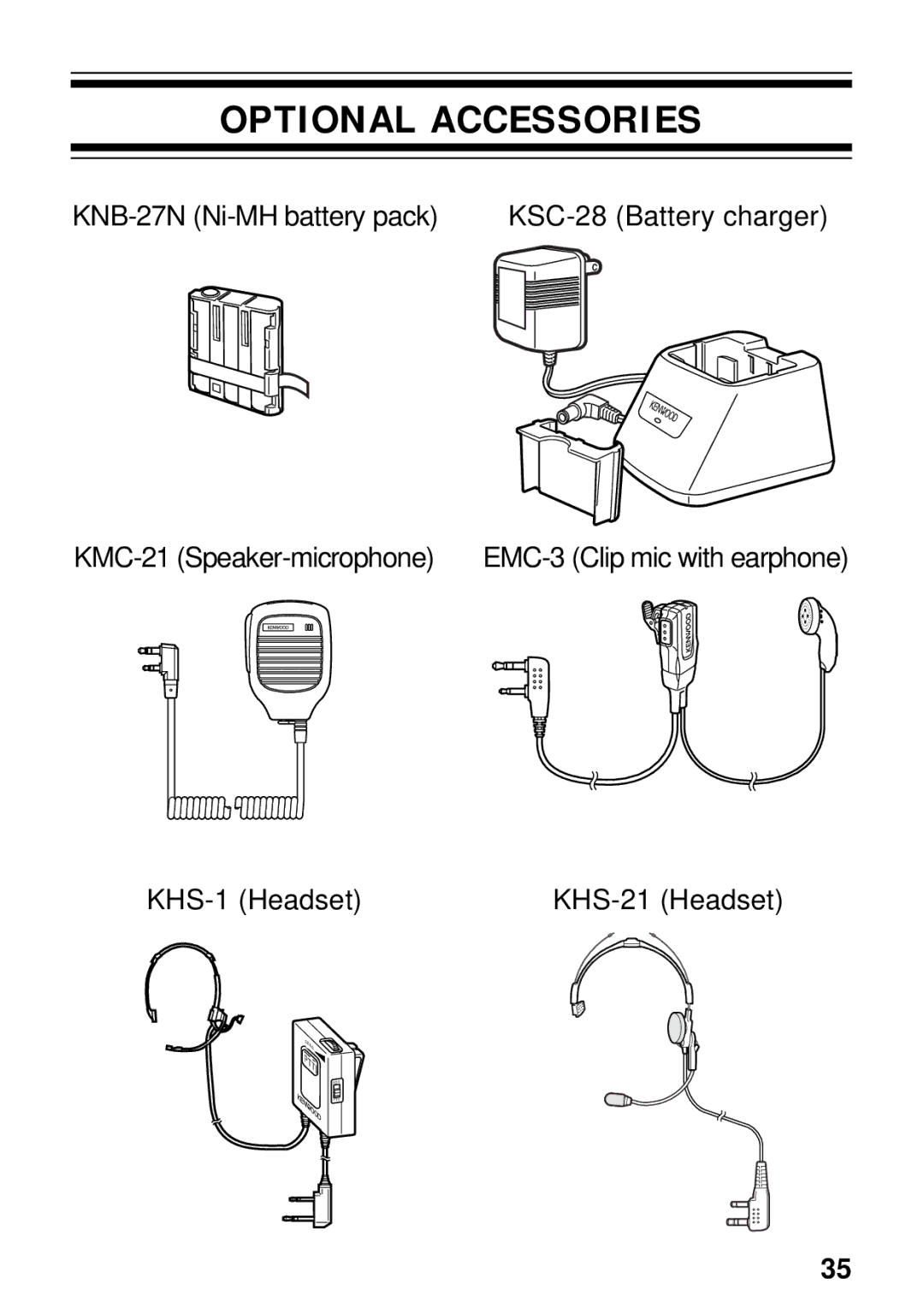 Kenwood TK-3131 instruction manual Optional Accessories 