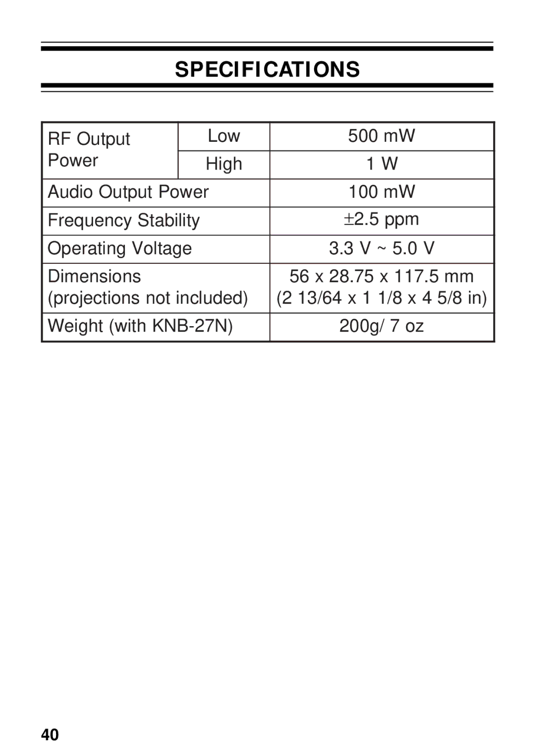 Kenwood TK-3131 instruction manual Specifications 