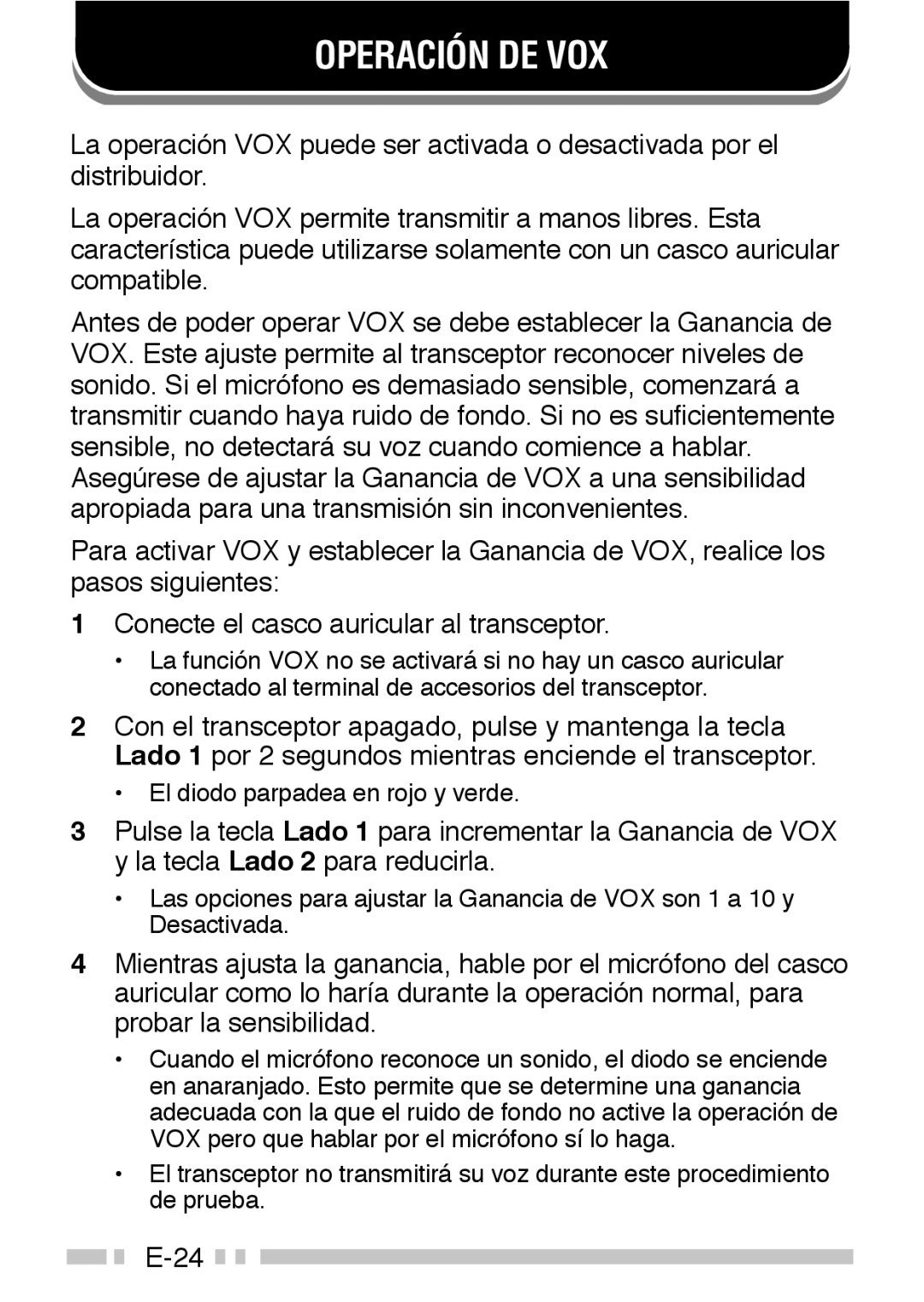 Kenwood TK-3160 instruction manual Operación DE VOX 