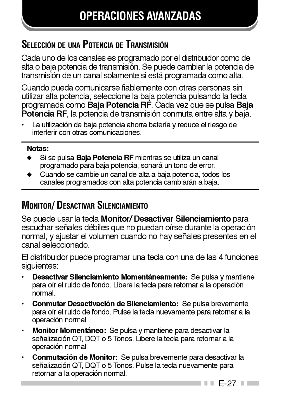 Kenwood TK-3160 instruction manual Operaciones Avanzadas 