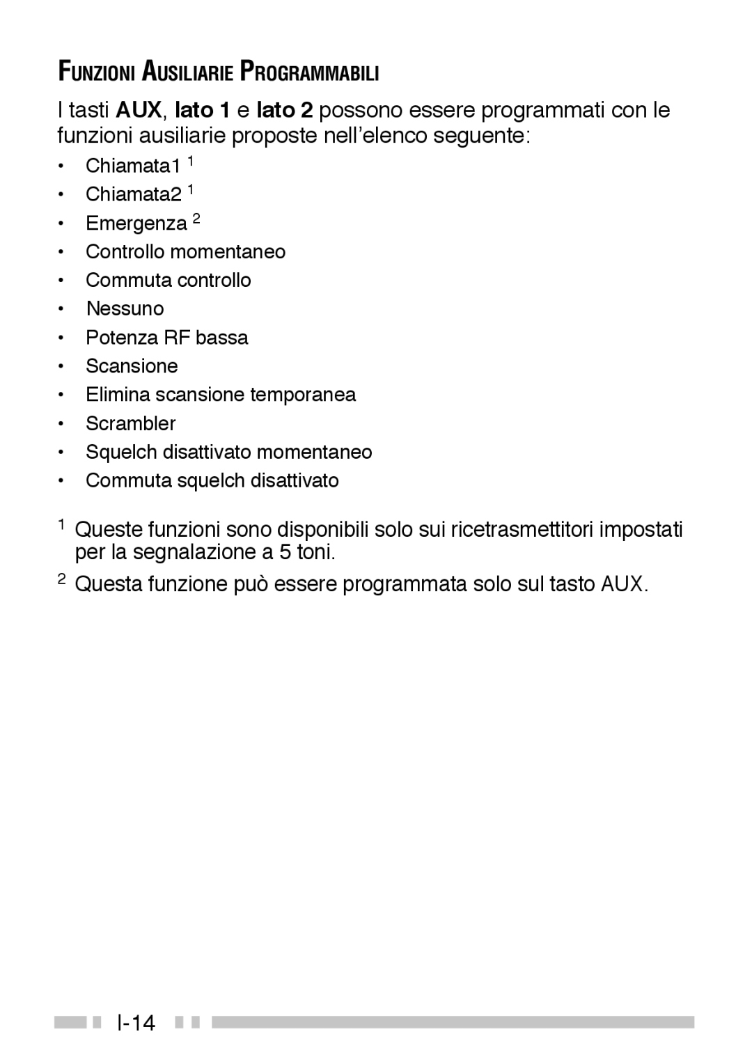 Kenwood TK-3160 instruction manual Funzioni Ausiliarie Programmabili 