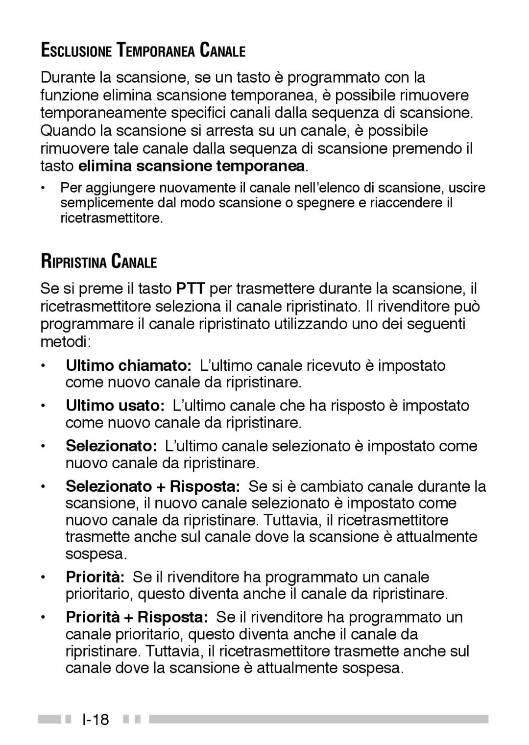 Kenwood TK-3160 instruction manual Esclusione Temporanea Canale 