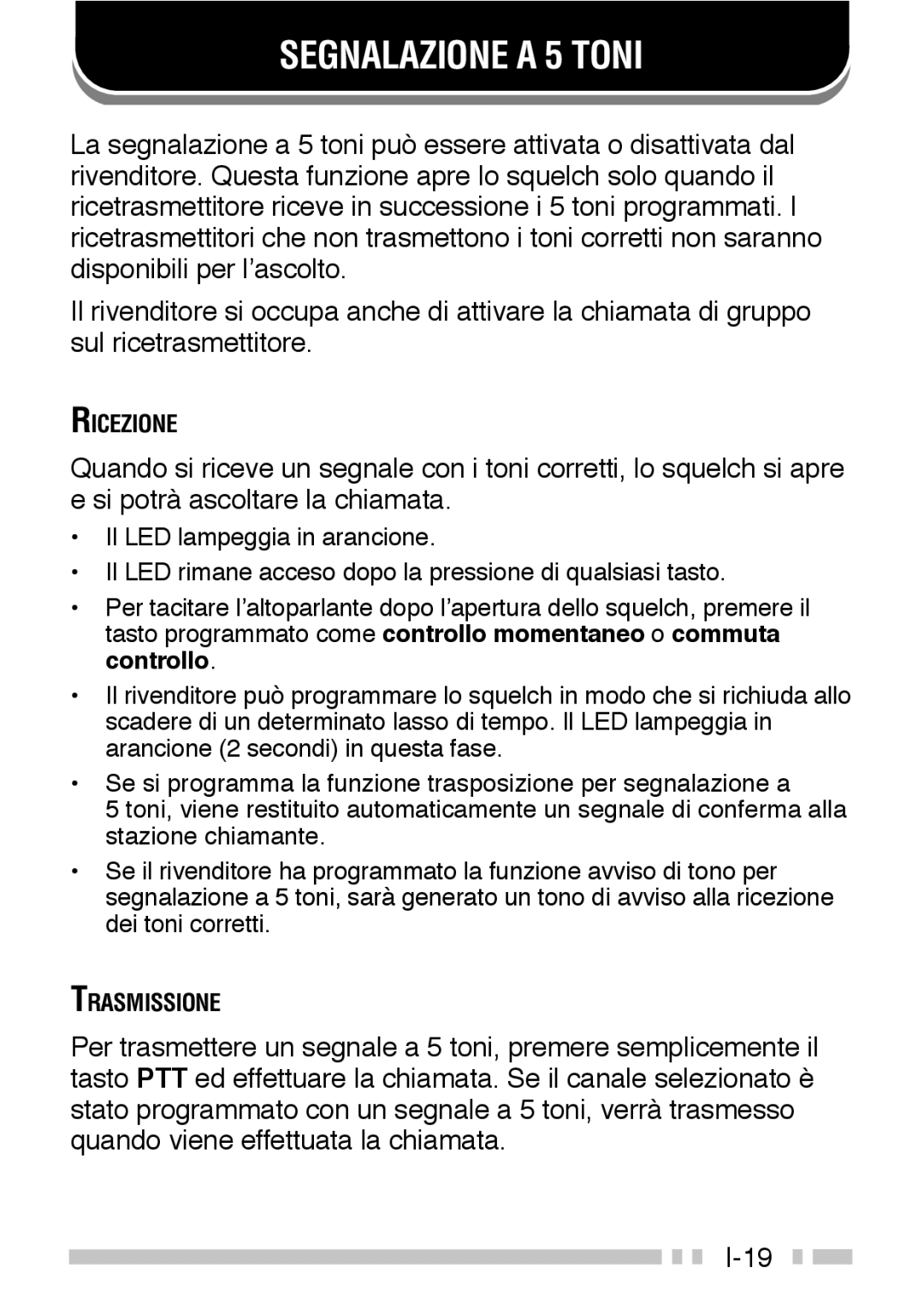 Kenwood TK-3160 instruction manual Segnalazione a 5 Toni 