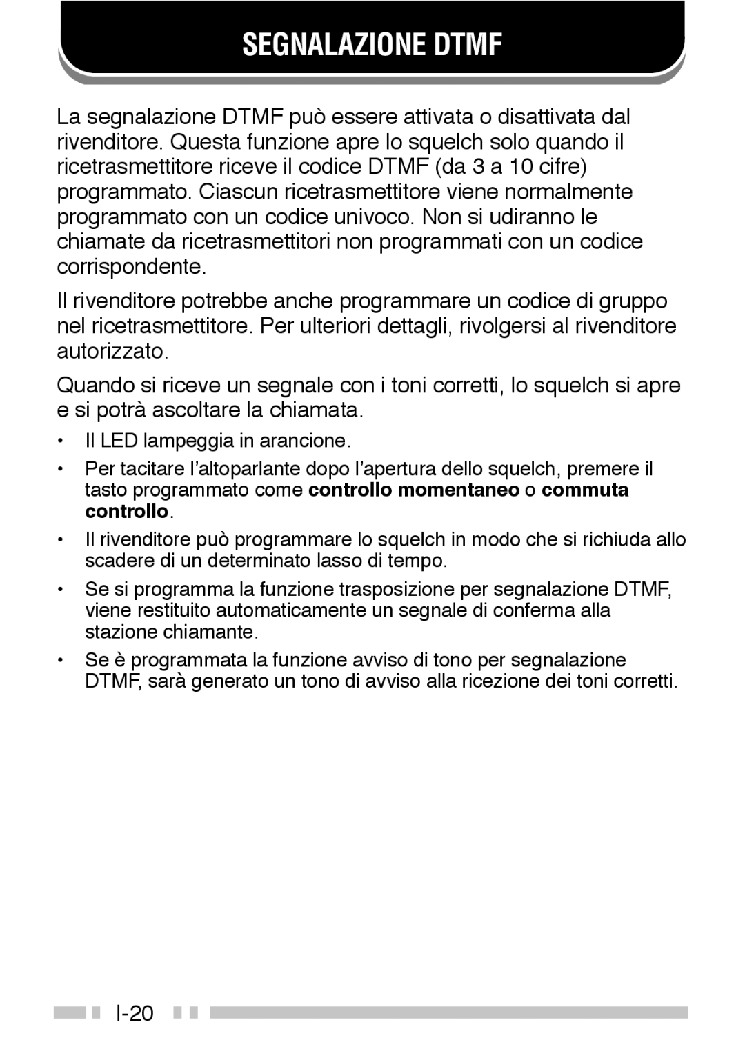 Kenwood TK-3160 instruction manual Segnalazione Dtmf 