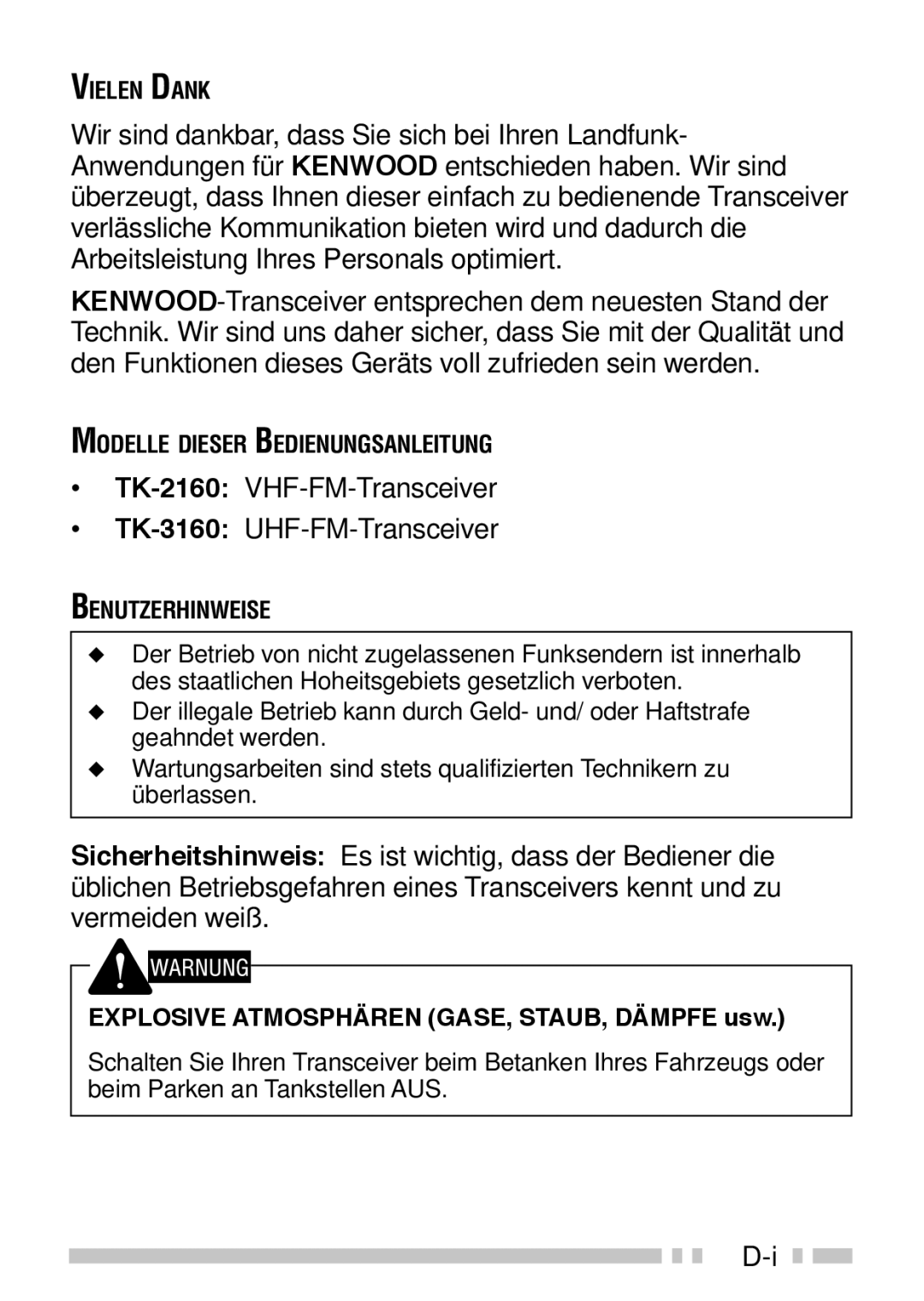 Kenwood TK-2160VHF-FM-Transceiver TK-3160UHF-FM-Transceiver, Explosive Atmosphären GASE, STAUB, Dämpfe usw 