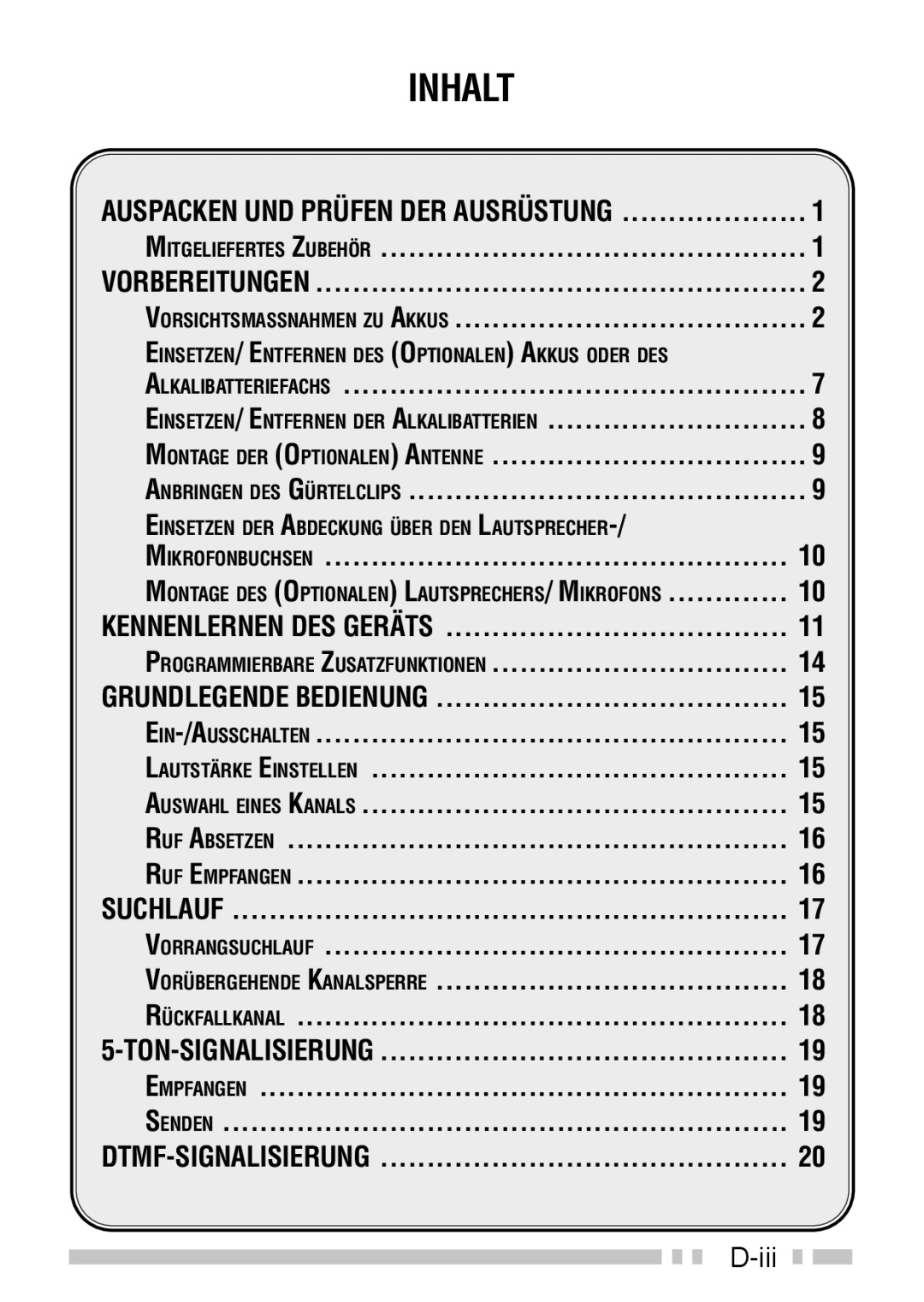 Kenwood TK-3160 instruction manual Inhalt 