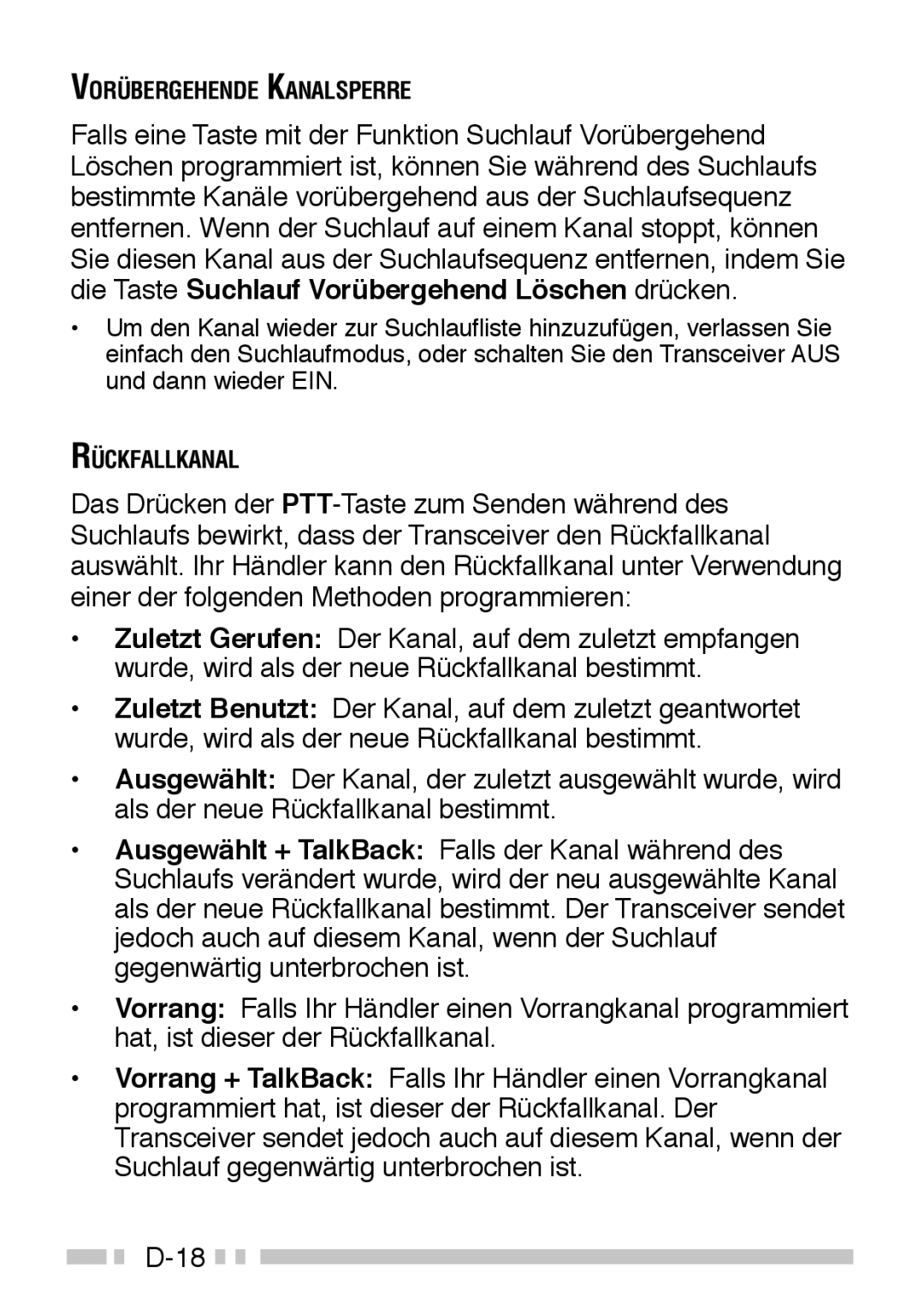 Kenwood TK-3160 instruction manual Vorübergehende Kanalsperre 