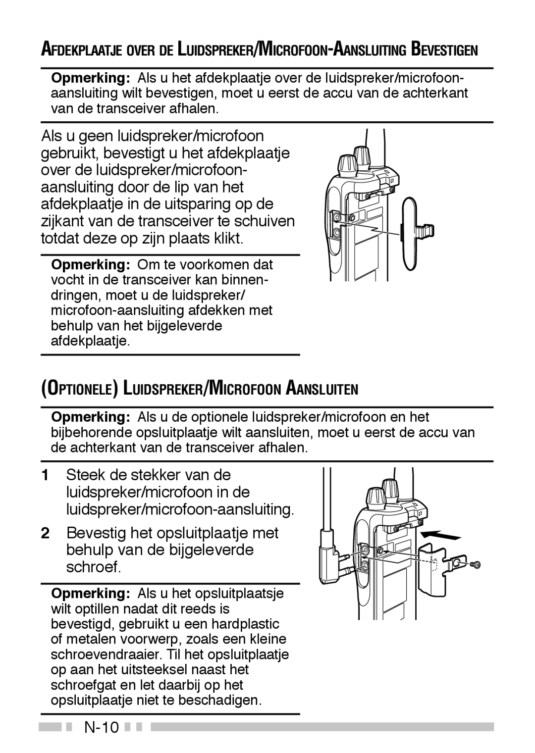 Kenwood TK-3160 instruction manual Steek de stekker van de 