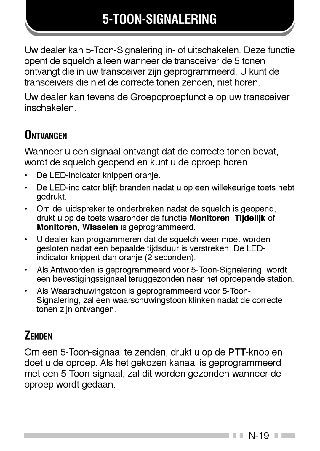 Kenwood TK-3160 instruction manual Toon-Signalering 