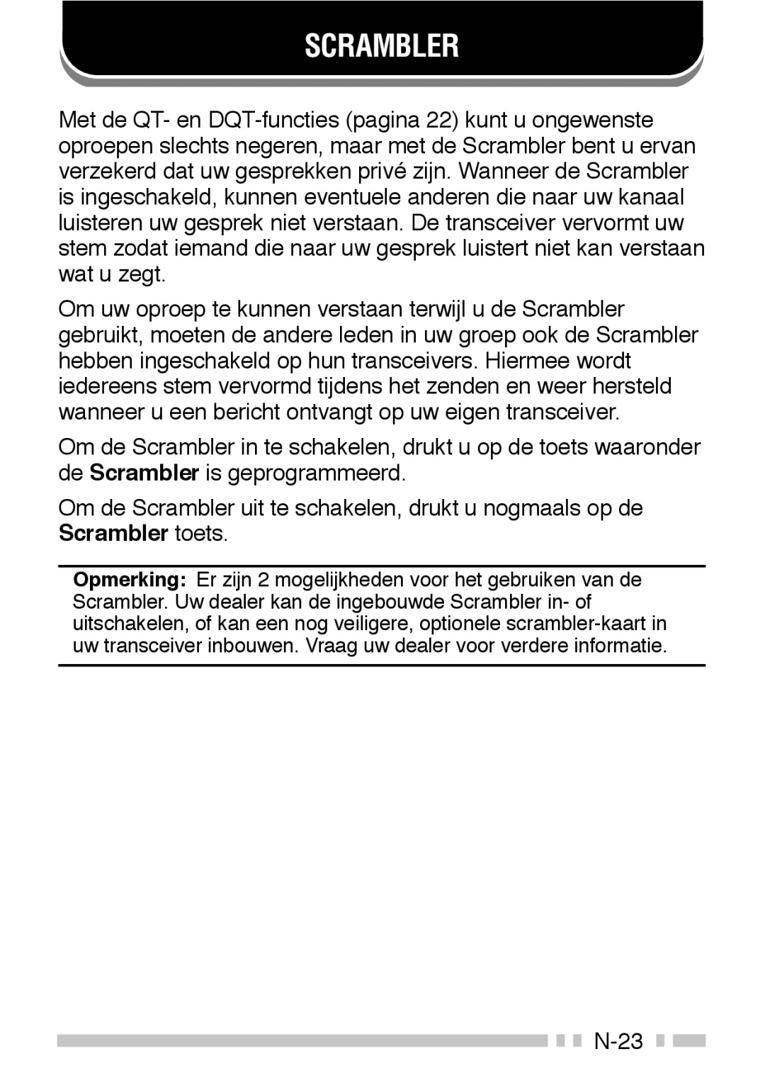 Kenwood TK-3160 instruction manual Scrambler 