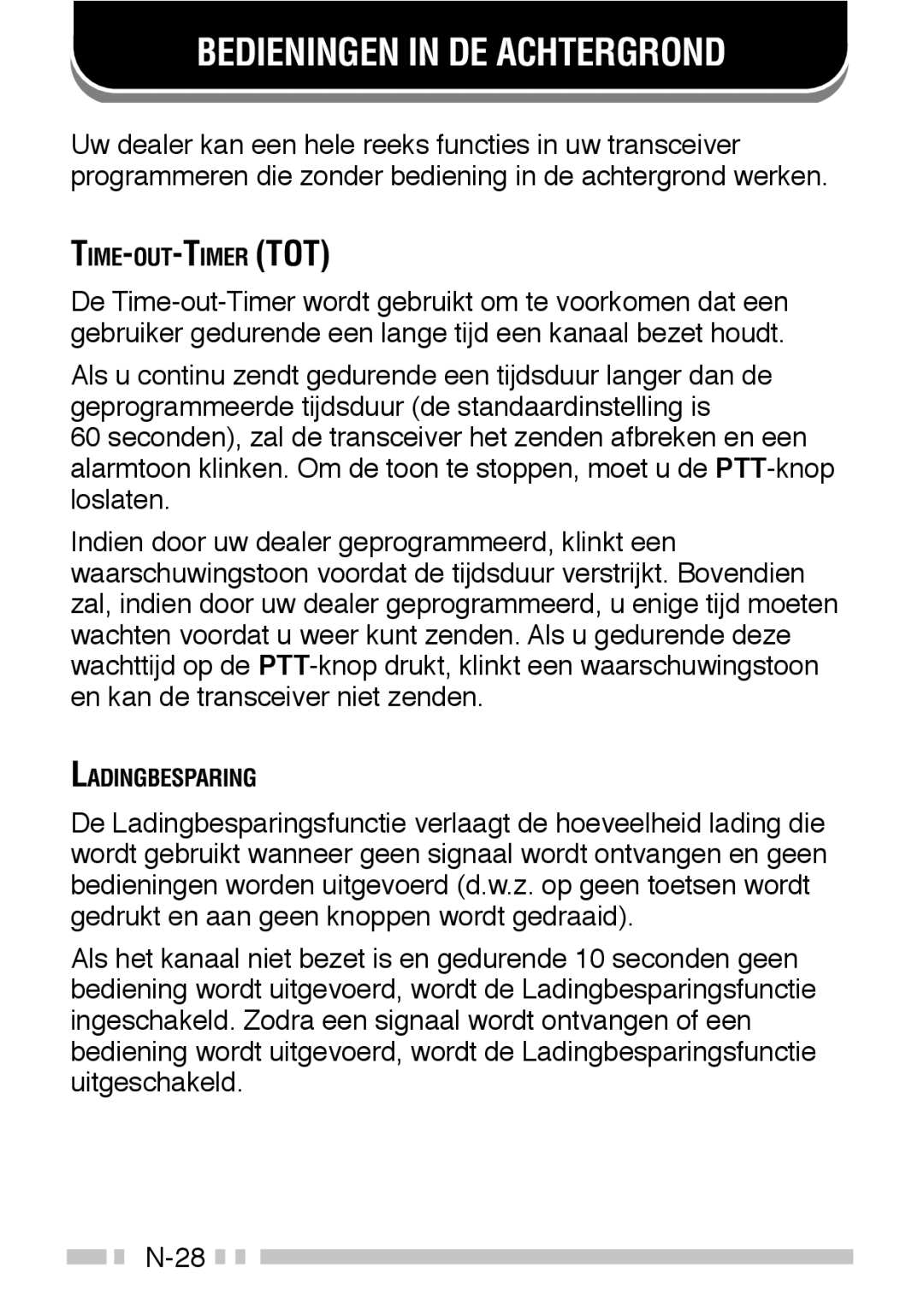 Kenwood TK-3160 instruction manual Bedieningen in DE Achtergrond 