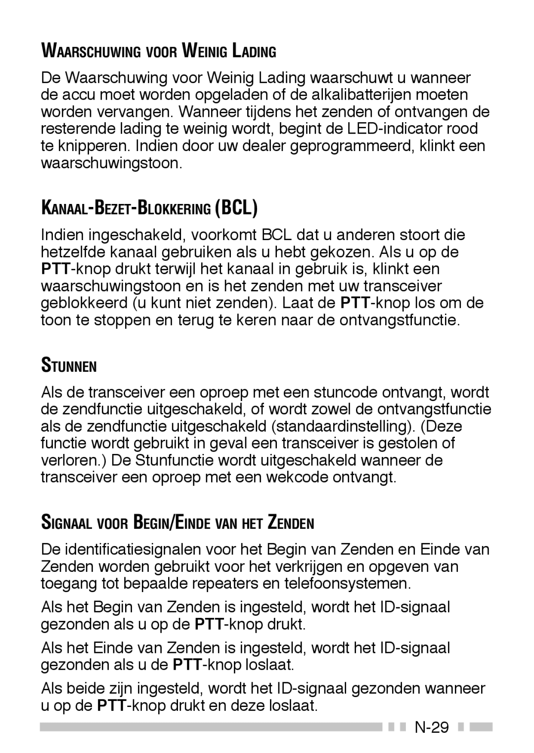 Kenwood TK-3160 instruction manual Waarschuwing Voor Weinig Lading 