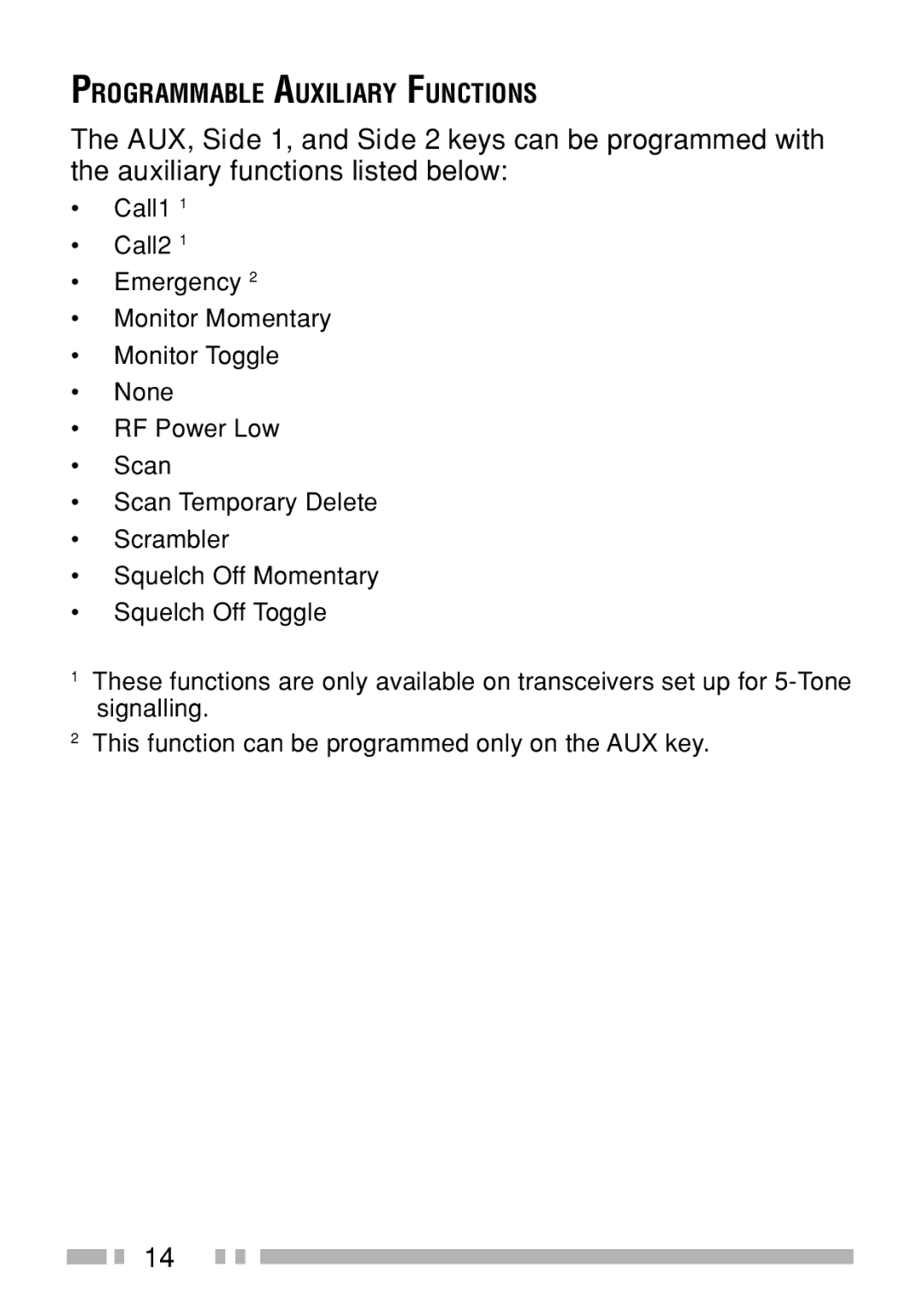 Kenwood TK-3160 instruction manual Programmable Auxiliary Functions 