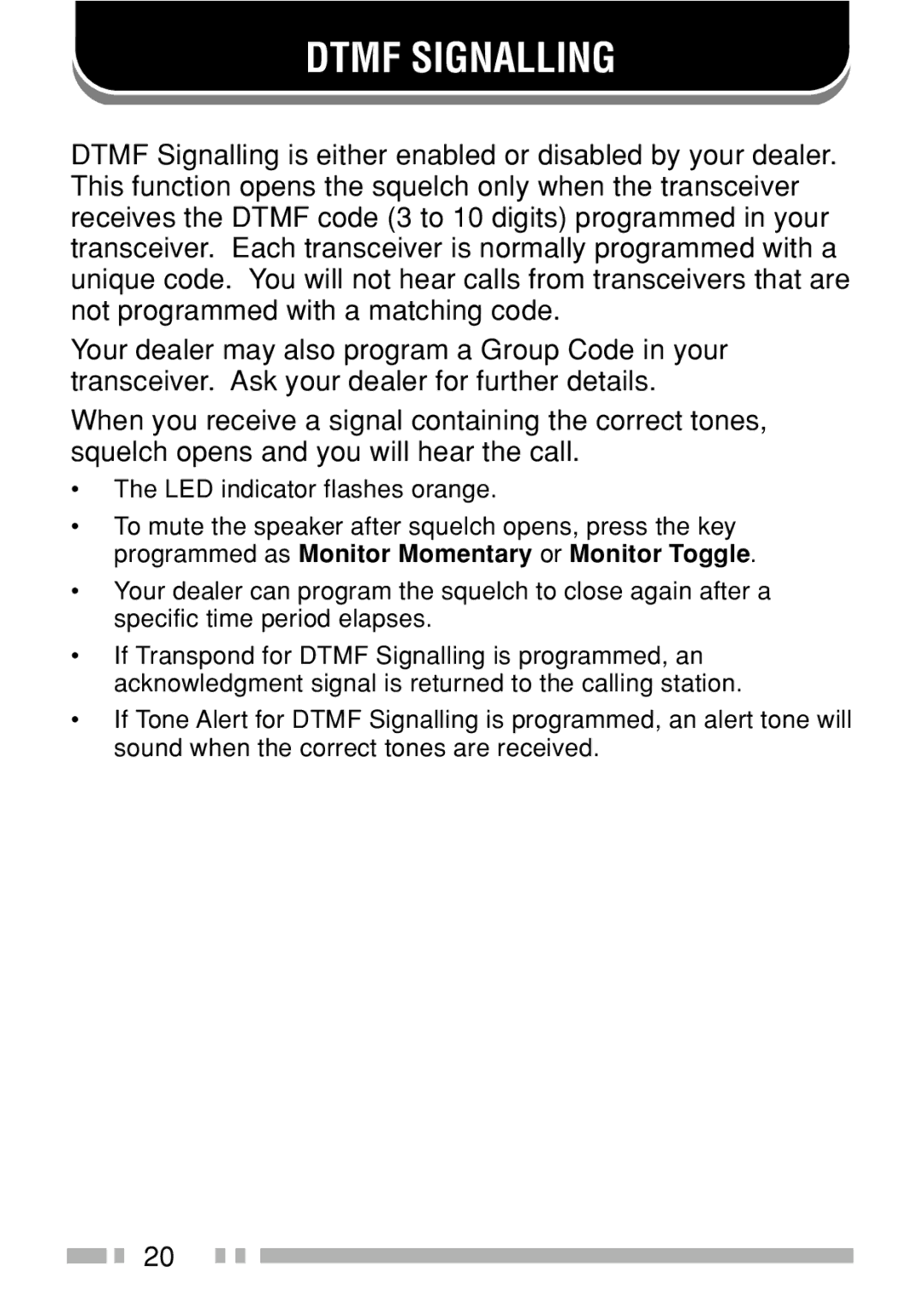 Kenwood TK-3160 instruction manual Dtmf Signalling 