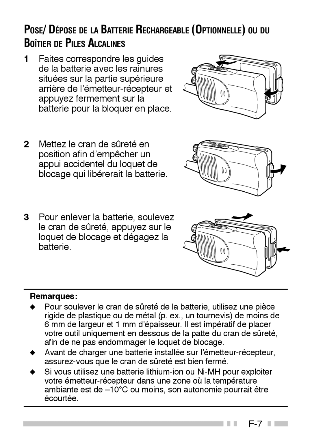 Kenwood TK-3160 instruction manual Faites correspondre les guides, Remarques 