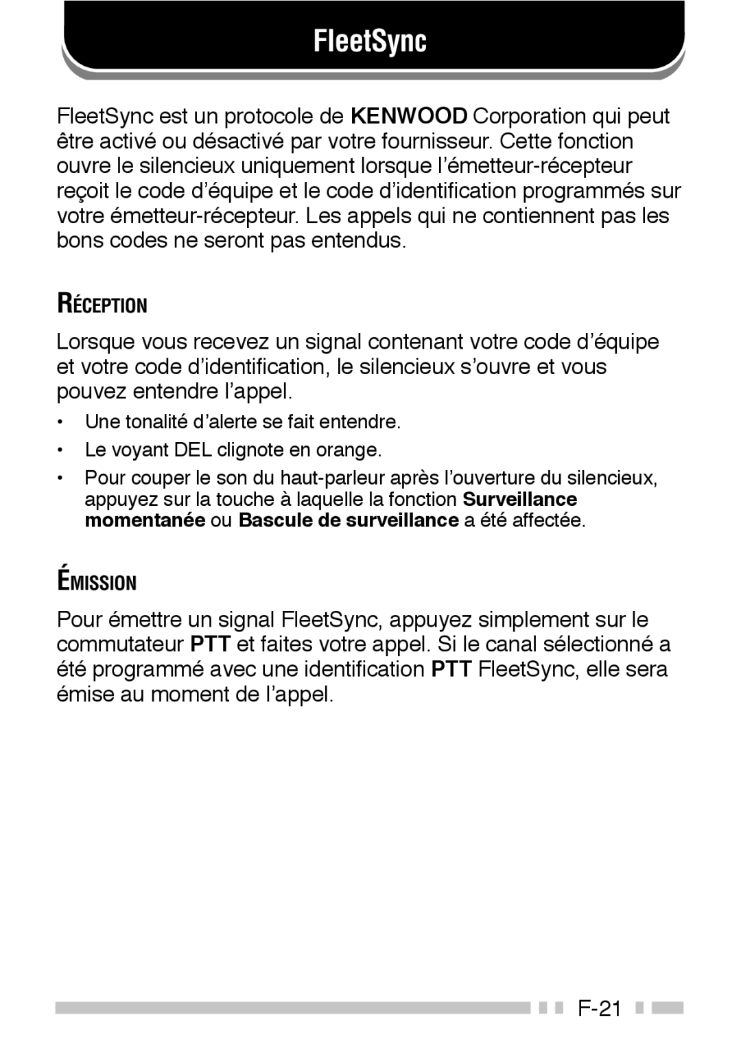 Kenwood TK-3160 instruction manual FleetSync 