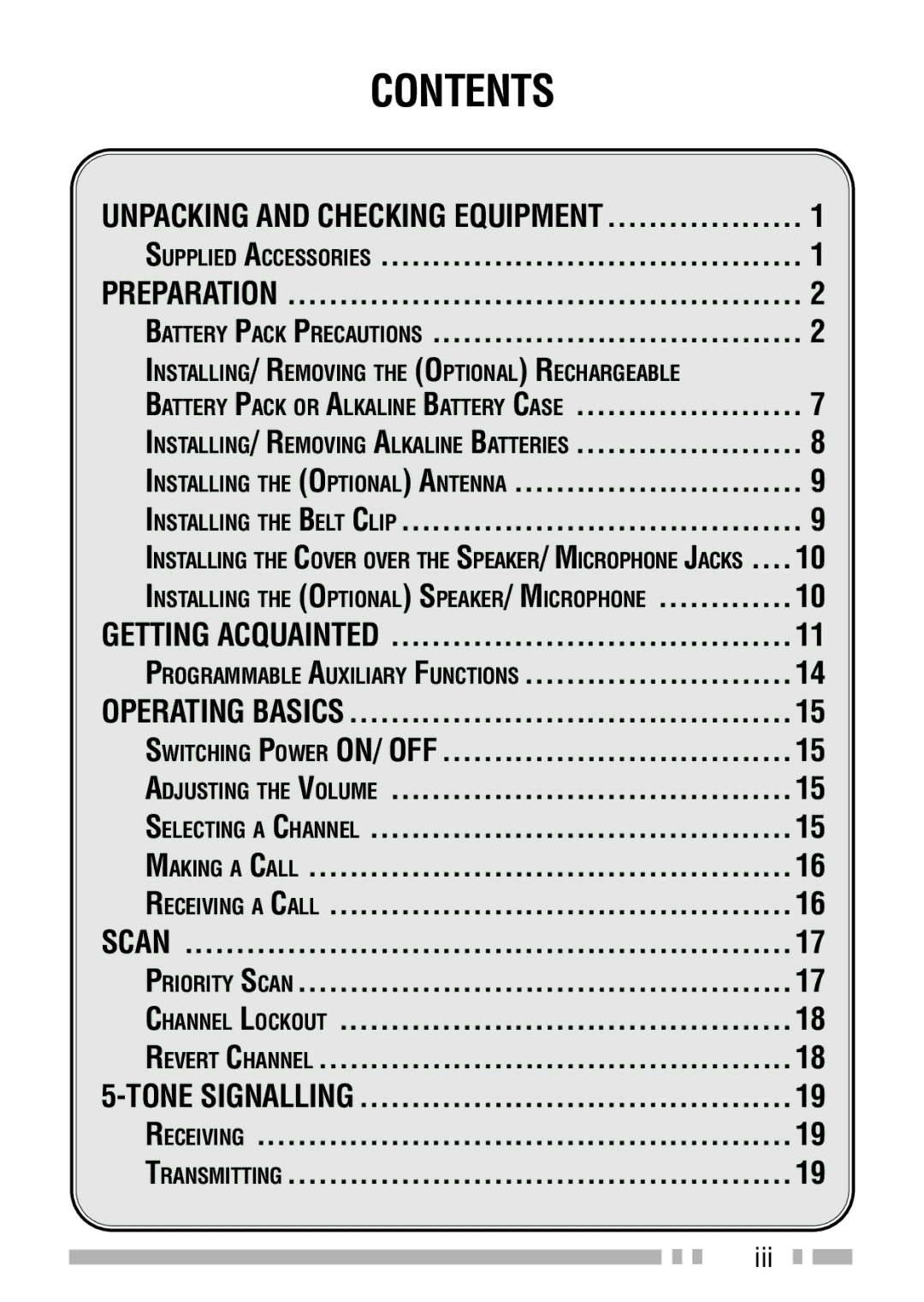 Kenwood TK-3160 instruction manual Contents 