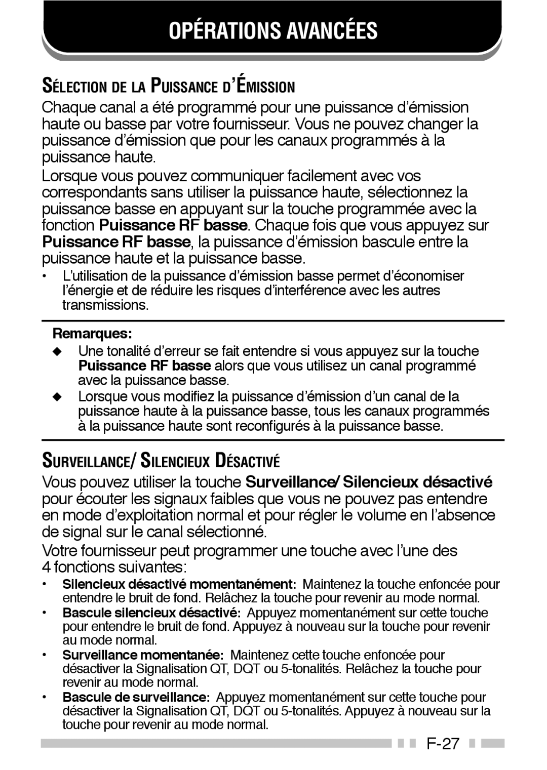 Kenwood TK-3160 instruction manual Opérations Avancées 