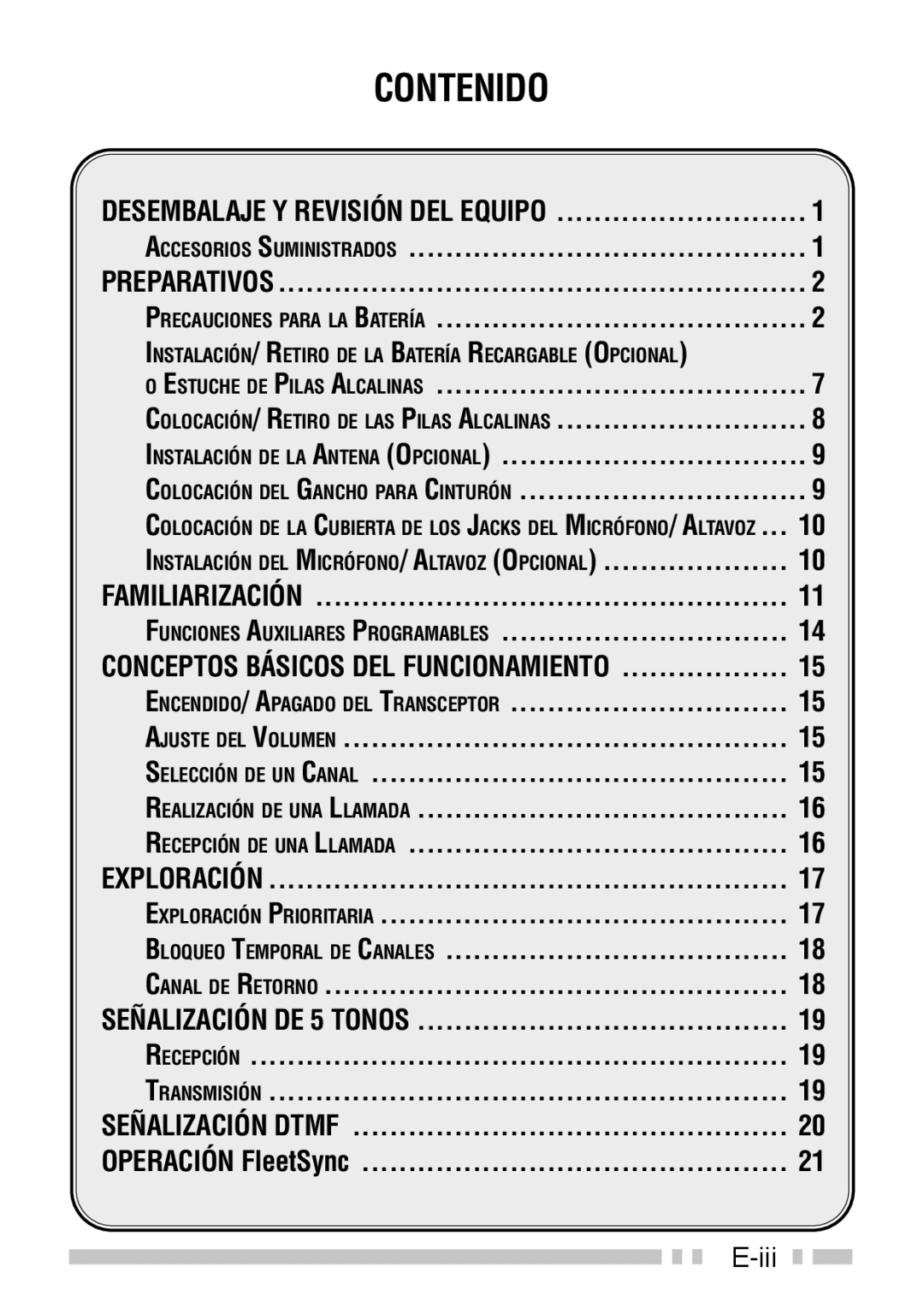 Kenwood TK-3160 instruction manual Contenido, Operación FleetSync 