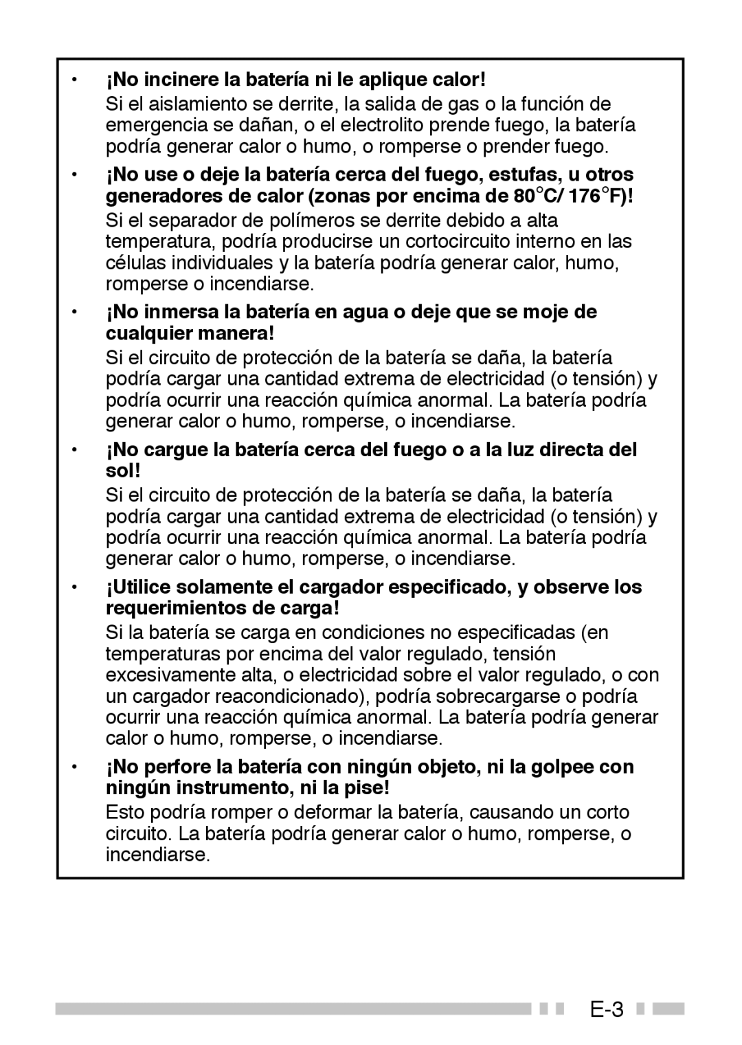 Kenwood TK-3160 instruction manual ¡No incinere la batería ni le aplique calor 