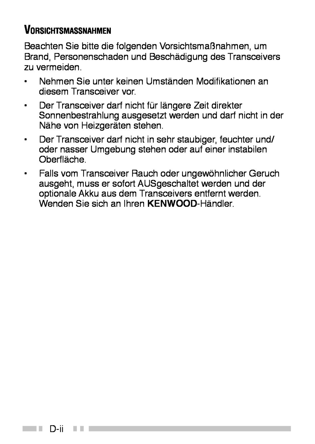 Kenwood TK-3160 instruction manual D-ii 